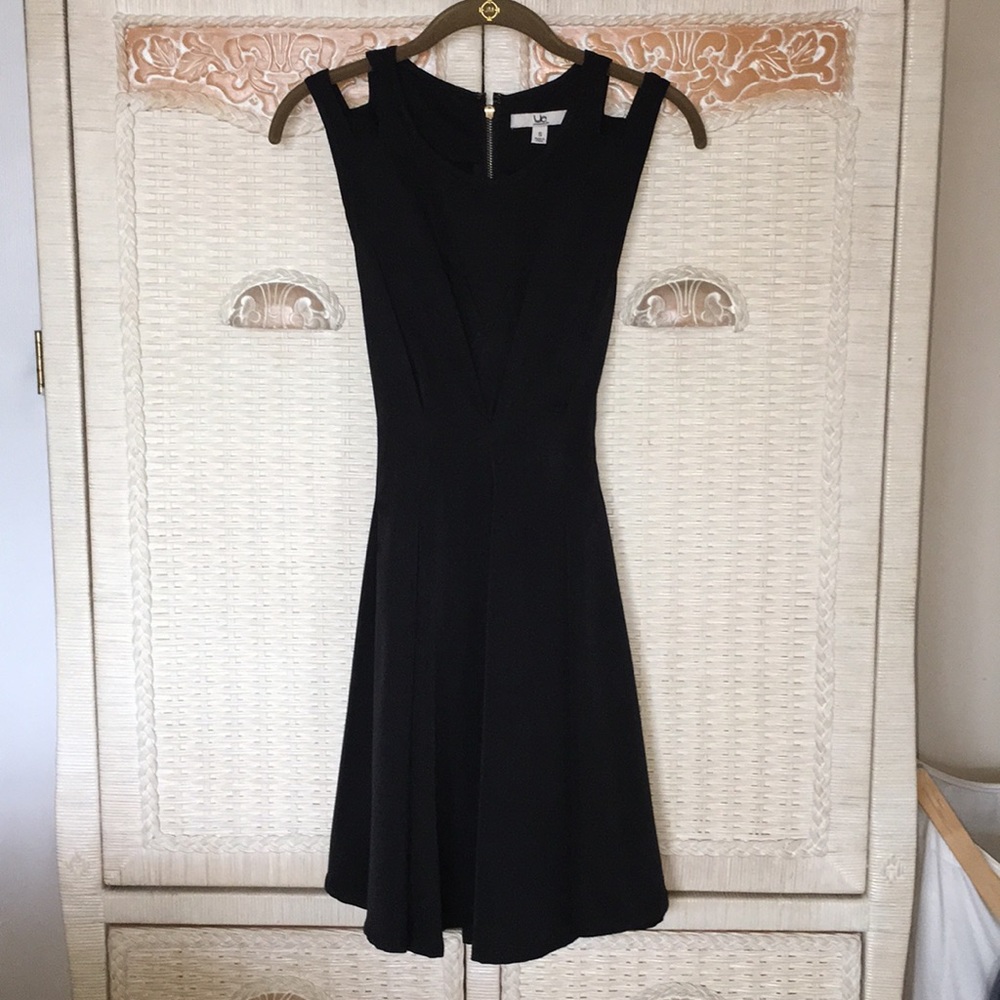 YA los angeles black fit and flare dress with tie